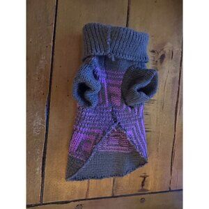 Gray & Purple Plaid Knit Dog Sweater S